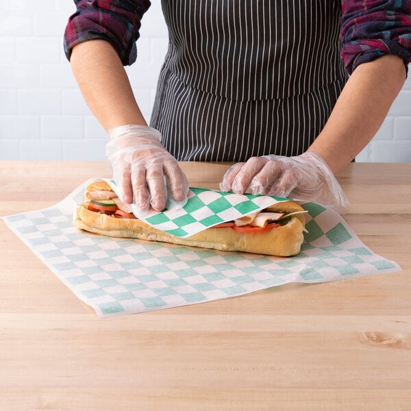 Green Check Deli Sandwich Wrap Paper 