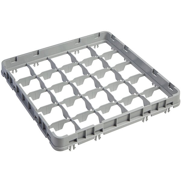 A grey plastic Cambro extender with compartments and holes.