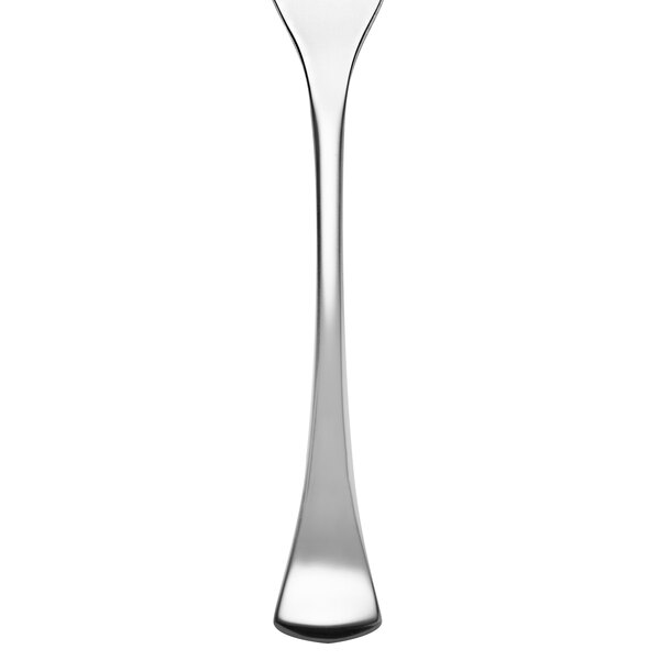 A Chef & Sommelier stainless steel cocktail fork with a white background.