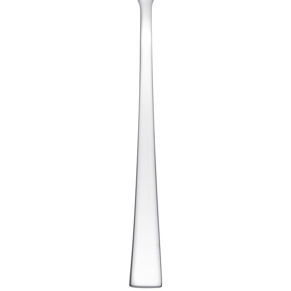 An Arcoroc stainless steel salad fork with a white background.