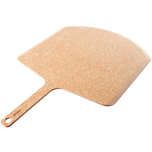 An Epicurean wooden pizza peel with a handle.