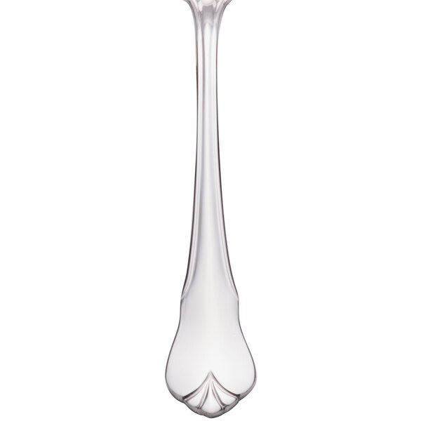 A silver stainless steel Libbey Diana bouillon spoon with a long stem.