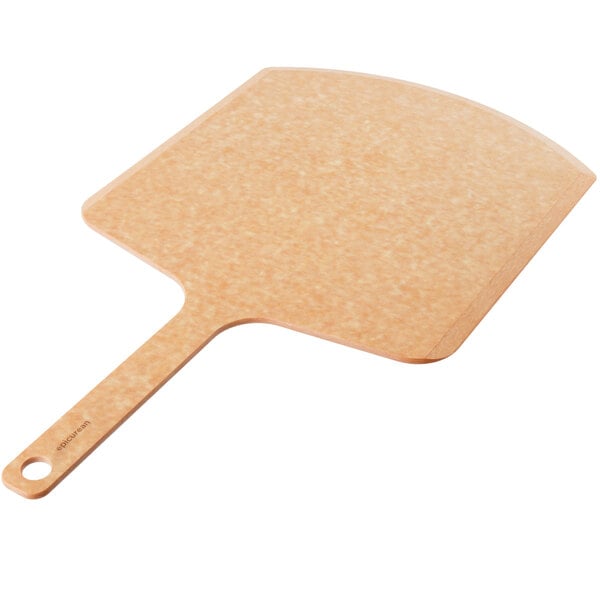 An Epicurean Richlite wood pizza peel with a handle.