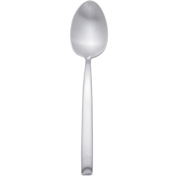 An Arcoroc stainless steel teaspoon with a silver handle.