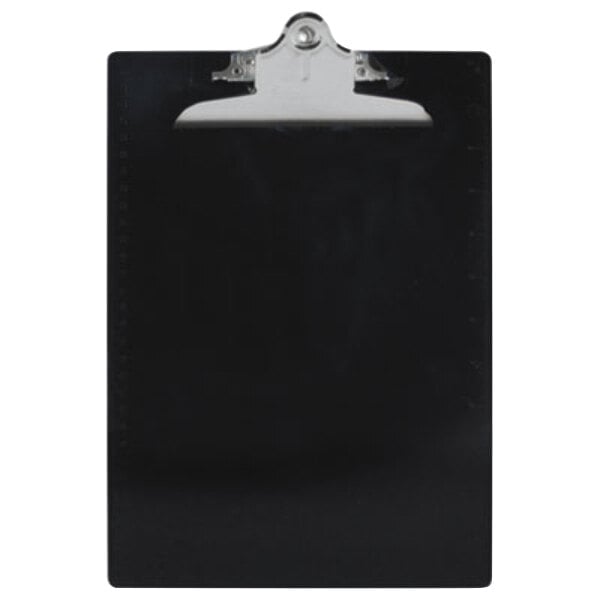 A black Saunders clipboard with a metal clip.