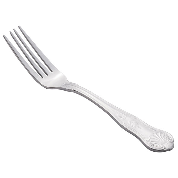 A Libbey stainless steel utility/dessert fork with a silver handle.
