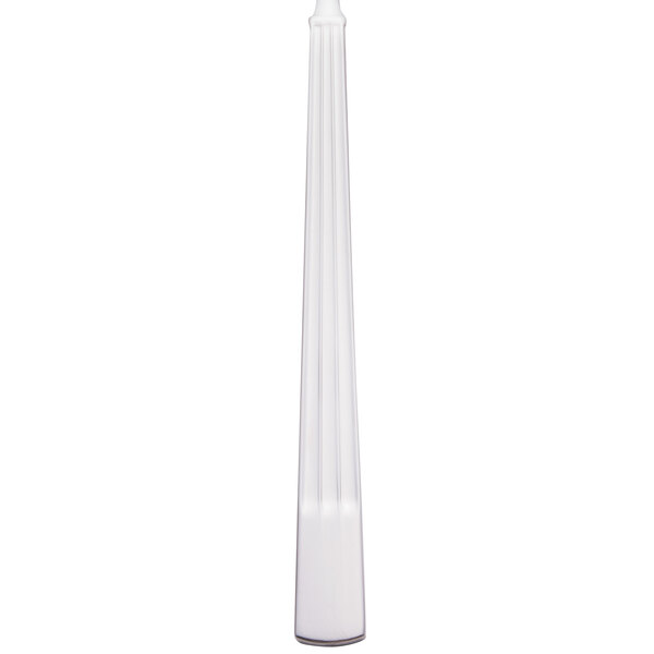 A white object with a long pointed shape and a black handle.
