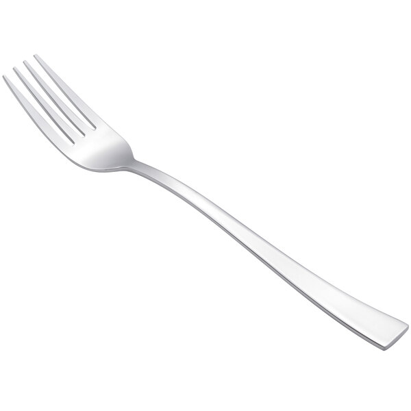 An Arcoroc stainless steel dinner fork with a silver handle.