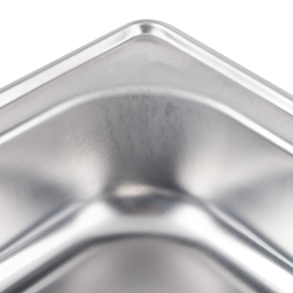 A close-up of a stainless steel tray.