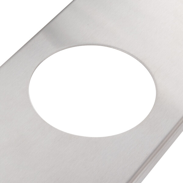 A stainless steel plate with a circular border.