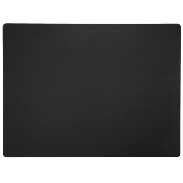 A black rectangular Epicurean cutting board with a white border.