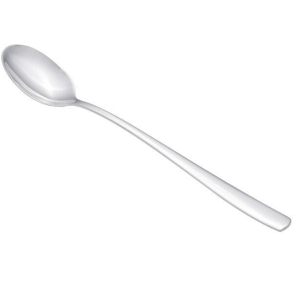 An Arcoroc stainless steel iced tea spoon with a silver handle on a white background.