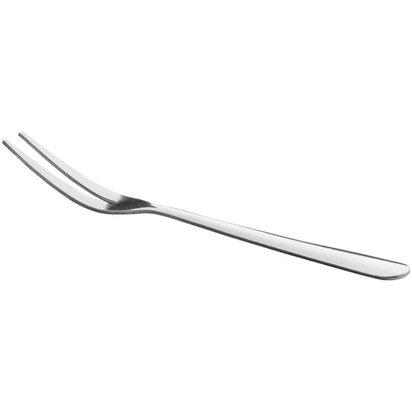 A close-up of a Choice Windsor stainless steel snail fork with a silver handle.