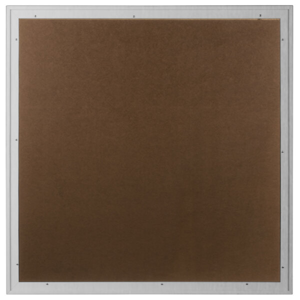 A brown square bulletin board with a white frame.