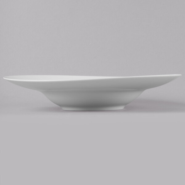 A close up of a Schonwald Grace white porcelain pasta bowl.