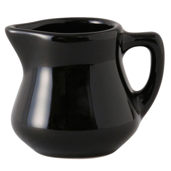 Tuxton BBR-035 3.5 oz. Black China Creamer Pourer - 12/Case