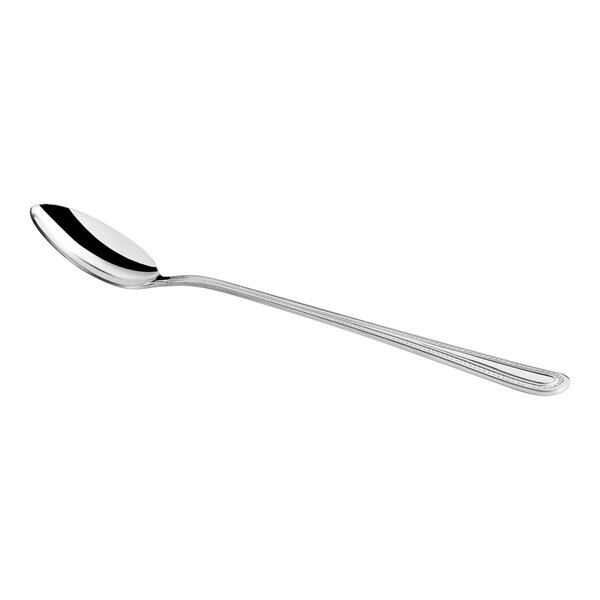 A Choice Milton stainless steel iced tea spoon with a silver handle on a white background.