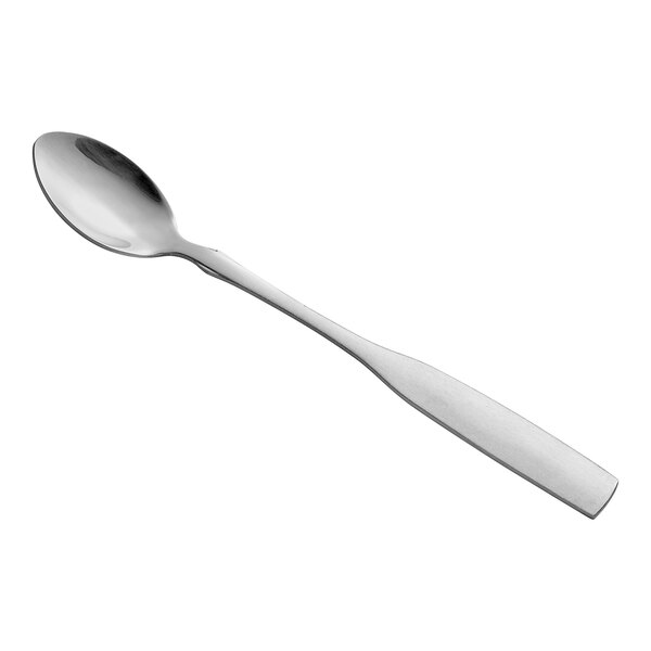 A Choice stainless steel iced tea spoon with a silver handle on a white background.