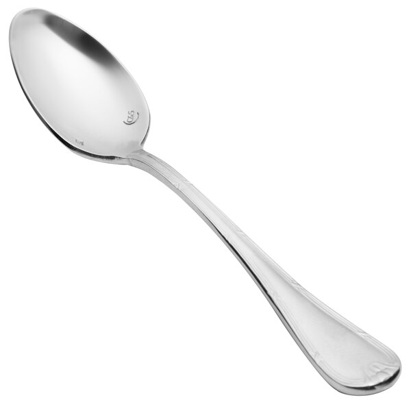 A Chef & Sommelier stainless steel demitasse spoon with a handle.