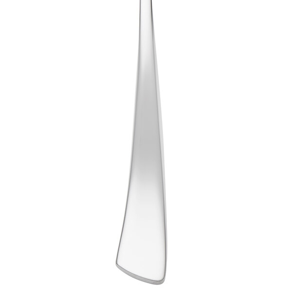 A close-up of a silver Chef & Sommelier butter spreader with a white handle.
