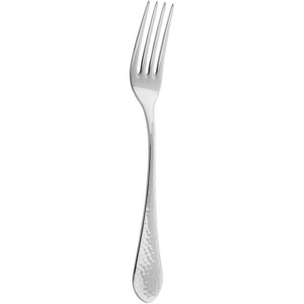 An Arcoroc stainless steel dinner fork with a silver handle.