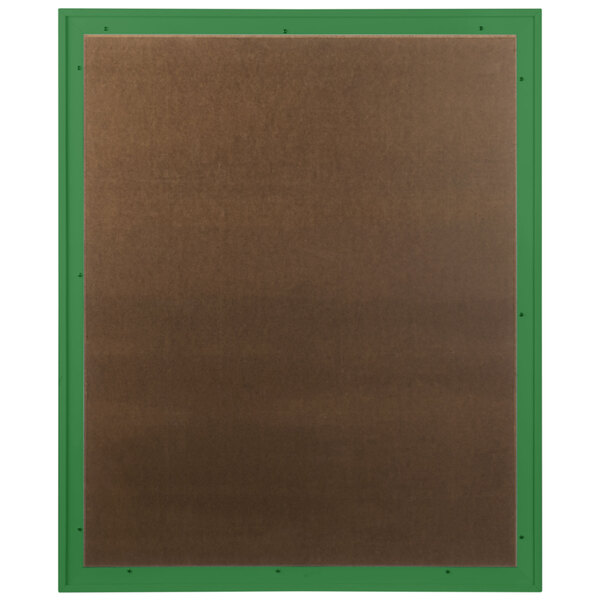 A brown rectangular board with a green border and a white background.
