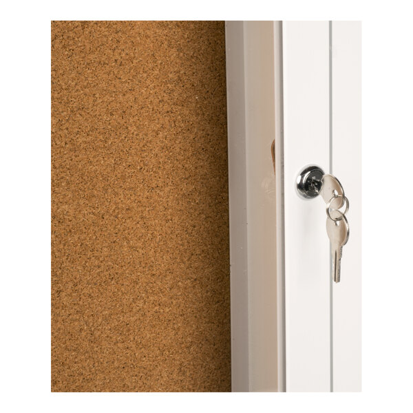 Aarco DCC3624RIW 36" x 24" Enclosed Hinged Locking 1 Door Powder Coated White Finish Indoor Lighted Bulletin Board Cabinet