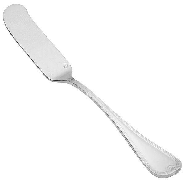 A Chef & Sommelier stainless steel butter spreader with a white background.