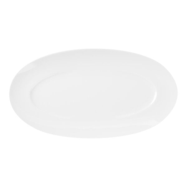Schonwald Grace 10 1/2" x 5 1/2" Continental White Porcelain Oval Platter - 6/Case