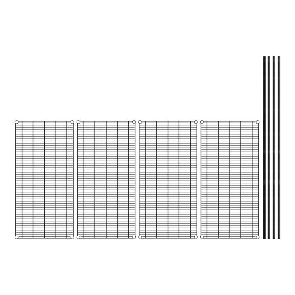 A black wire grid with four panels.