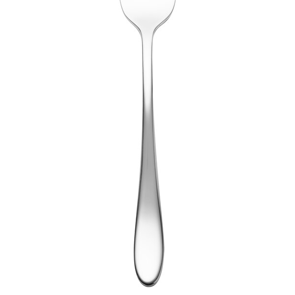 A close-up of a Chef & Sommelier stainless steel salad fork with a white background.
