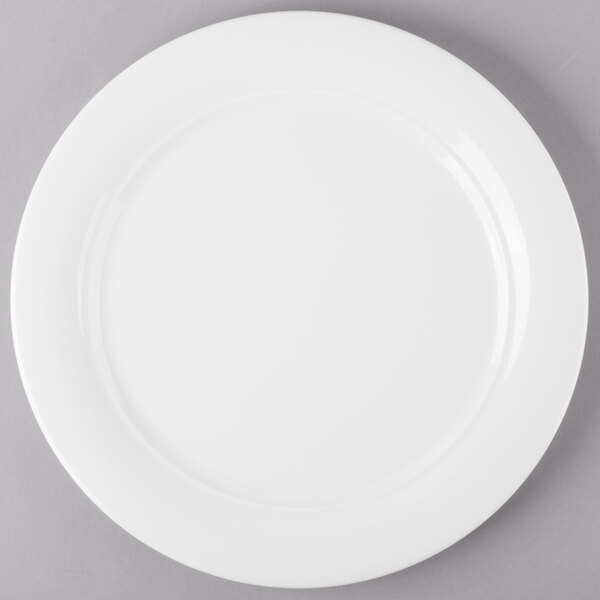 A Schonwald white porcelain plate with a white rim.