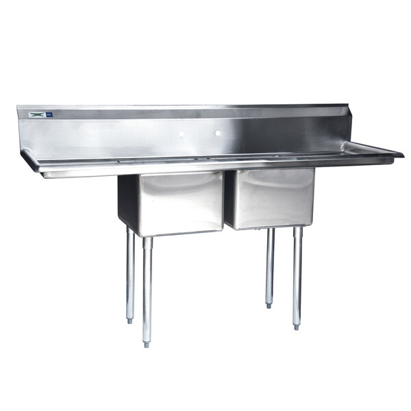 Regency 72 16 Gauge Stainless Steel Two Compartment Commercial Sink With 2 Drainboards 17 X 17 X 12 Bowls