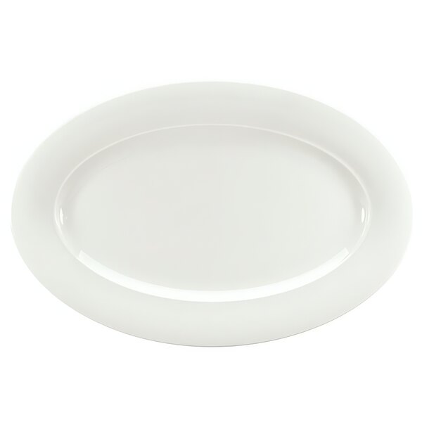 A white Schonwald oval platter with a white rim.