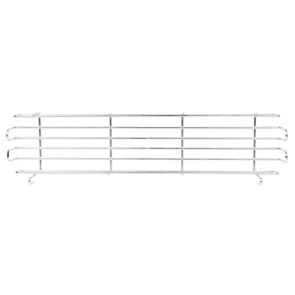 A Metro Smartwall G3 metal utility shelf with four metal bars on it.