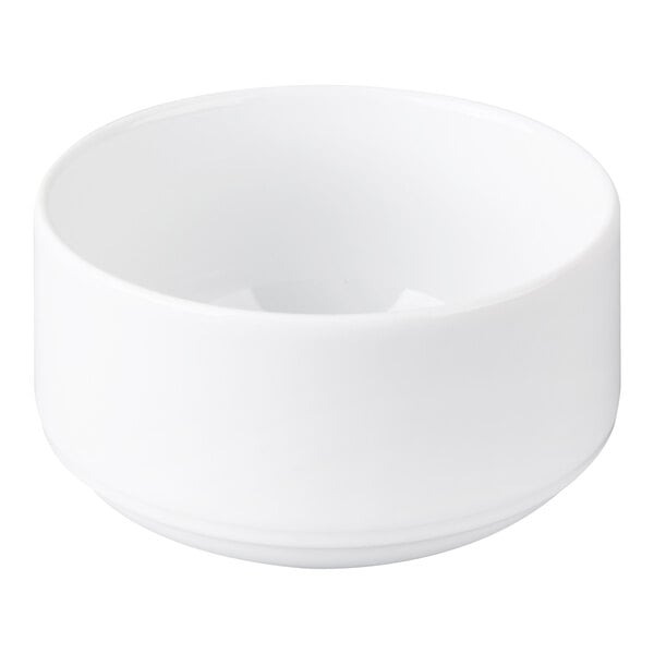 Schonwald 9192728 Avanti Gusto 9.5 oz. Continental White Porcelain Stacking Bouillon Cup - 12/Case