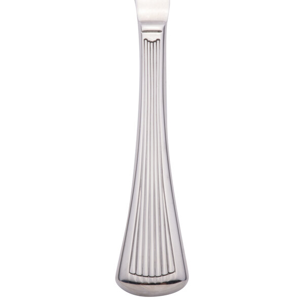 A Libbey stainless steel bread and butter knife with a curved design on the handle.