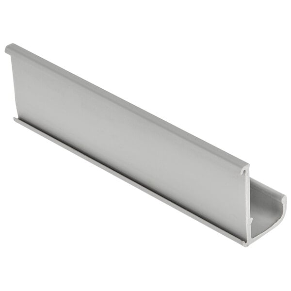 A white metal MetroMax i label holder with a long edge.