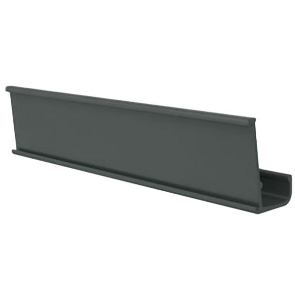 A gray metal MetroMax i shelf marker on a Metro shelf.