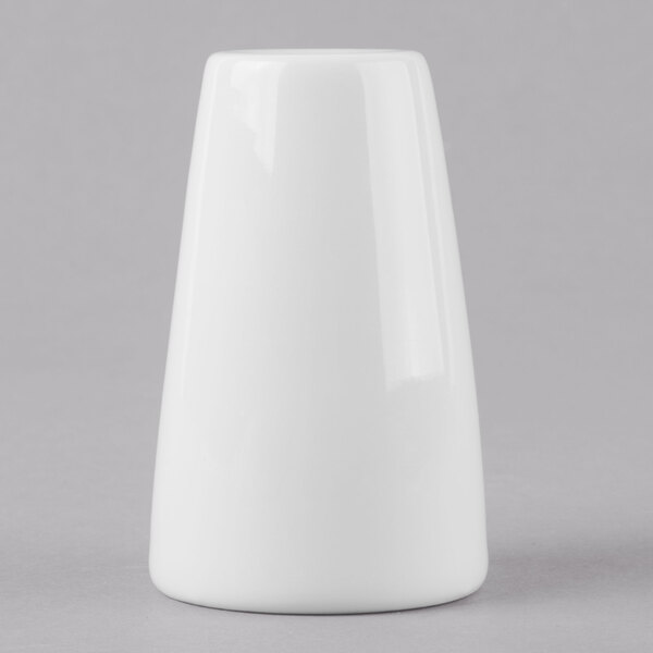 A white cylindrical Schonwald porcelain salt shaker.
