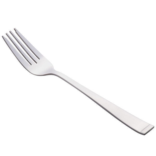 A close-up of a Libbey stainless steel salad fork with a silver handle.