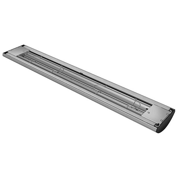 A long rectangular Hatco light fixture with a long curved strip of LED lights.