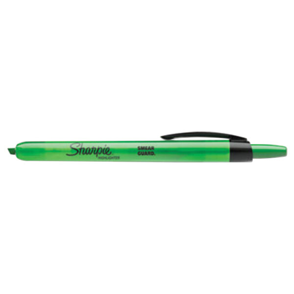 Sharpie 28026 Accent Fluorescent Green Chisel Tip Retractable Pen Style Highlighter 12/Pack