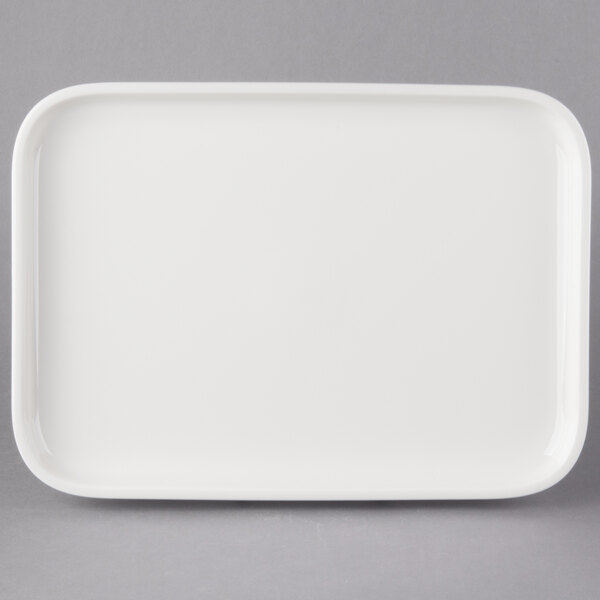 White DOWAN 12 Inches Porcelain Serving Platters Rectangular Dinner Plates Stackable Serving Plates Set of 4 Serving Dishes 