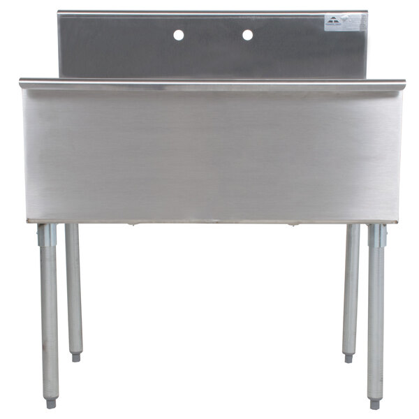 An Advance Tabco stainless steel sink with legs.