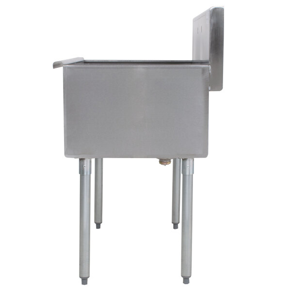 An Advance Tabco stainless steel sink with legs.