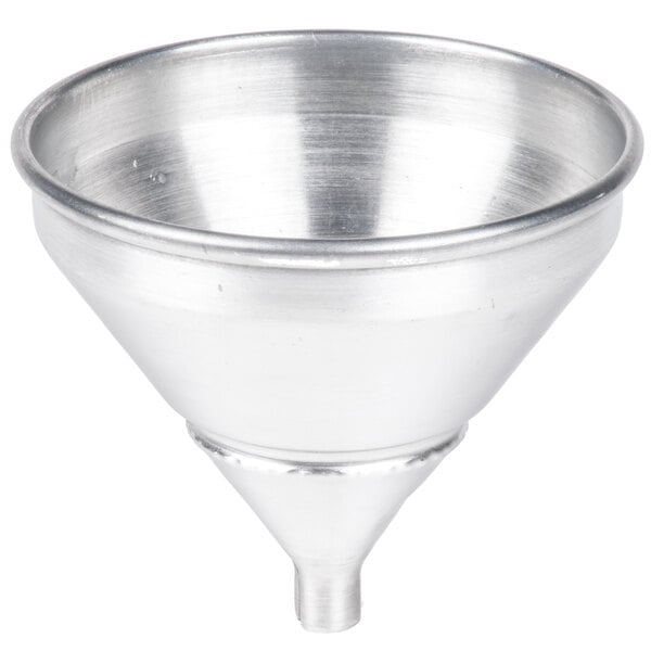 An American Metalcraft silver funnel with a built-in strainer.