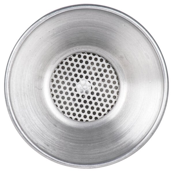 An American Metalcraft stainless steel funnel with built-in strainer.