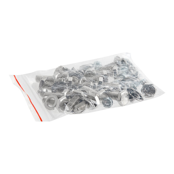 A bag of screws and nuts for a Cooking Performance Group convection oven stacking kit.