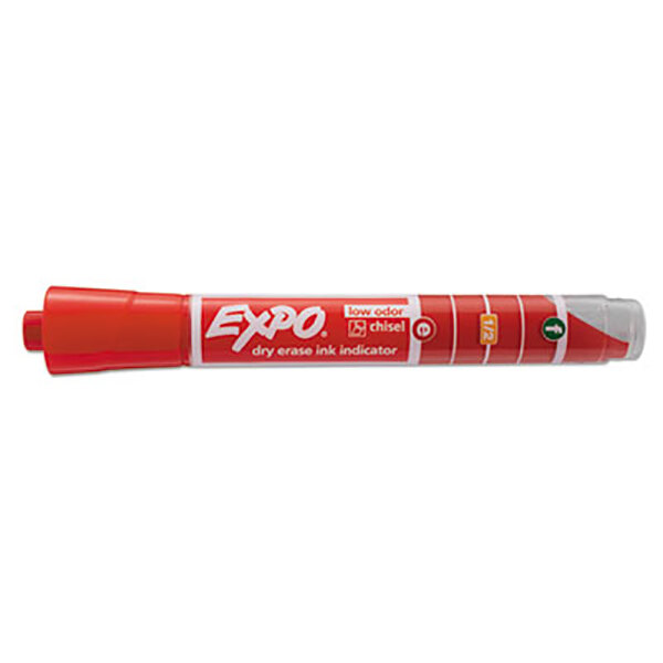 Expo 1946761 Red Ink Indicator Chisel Tip Dry Erase Marker 12/Pack